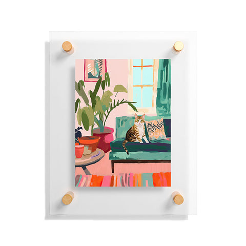 Mambo Art Studio Cat in Boho Living Room Floating Acrylic Print