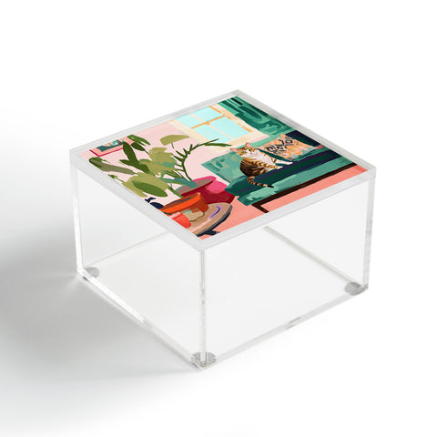 Mambo Art Studio Cat in Boho Living Room Acrylic Box