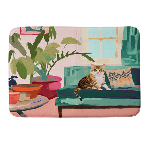 Mambo Art Studio Cat in Boho Living Room Memory Foam Bath Mat