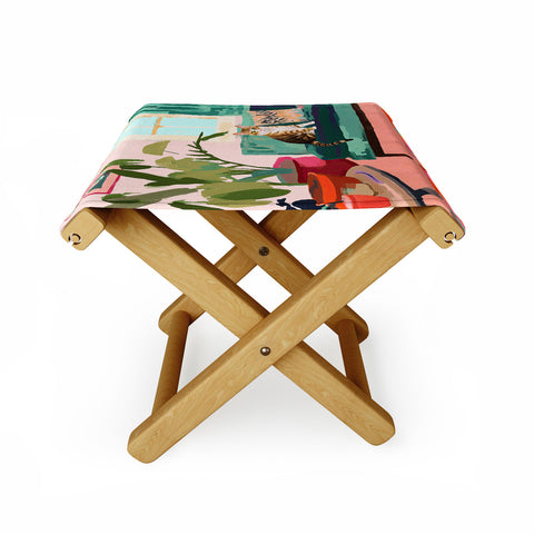 Mambo Art Studio Cat in Boho Living Room Folding Stool