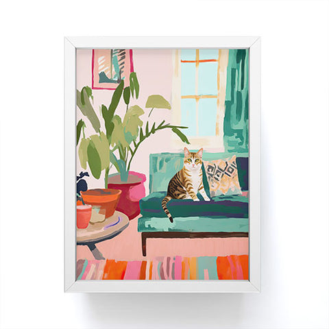 Mambo Art Studio Cat in Boho Living Room Framed Mini Art Print