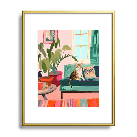 Mambo Art Studio Cat in Boho Living Room Metal Framed Art Print