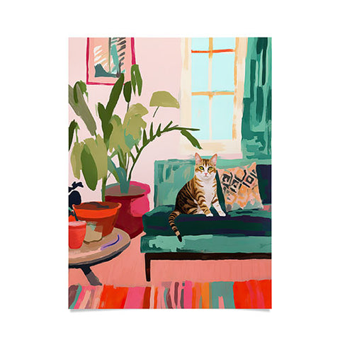Mambo Art Studio Cat in Boho Living Room Poster
