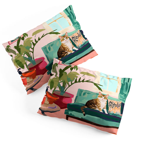 Mambo Art Studio Cat in Boho Living Room Pillow Shams