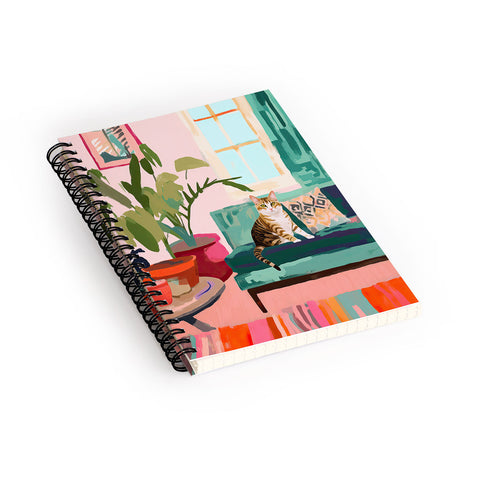 Mambo Art Studio Cat in Boho Living Room Spiral Notebook