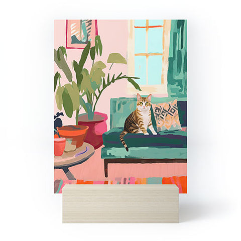 Mambo Art Studio Cat in Boho Living Room Mini Art Print