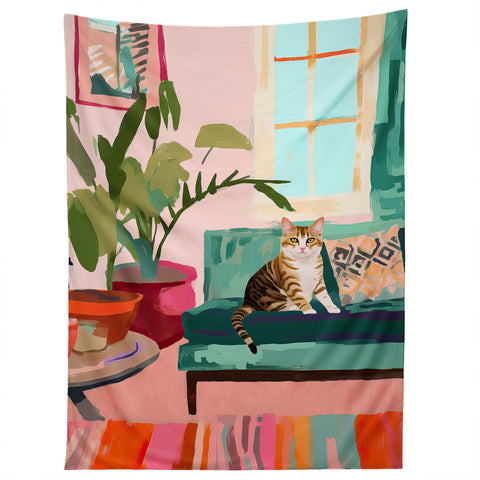Mambo Art Studio Cat in Boho Living Room Tapestry