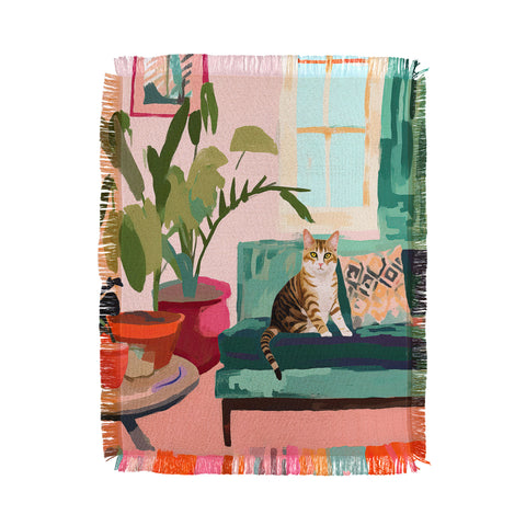 Mambo Art Studio Cat in Boho Living Room Throw Blanket