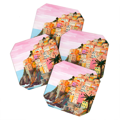 Mambo Art Studio Cinque Terre Italy Painting Coaster Set
