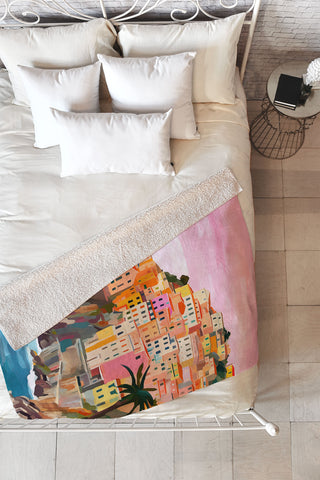 Mambo Art Studio Cinque Terre Italy Painting Fleece Throw Blanket