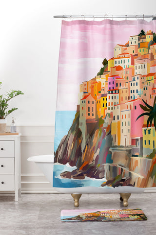 Mambo Art Studio Cinque Terre Italy Painting Shower Curtain And Mat