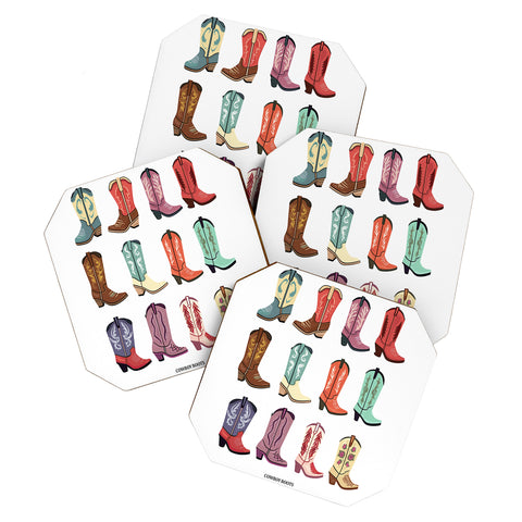 Mambo Art Studio Cowboy Boots Poster Coaster Set