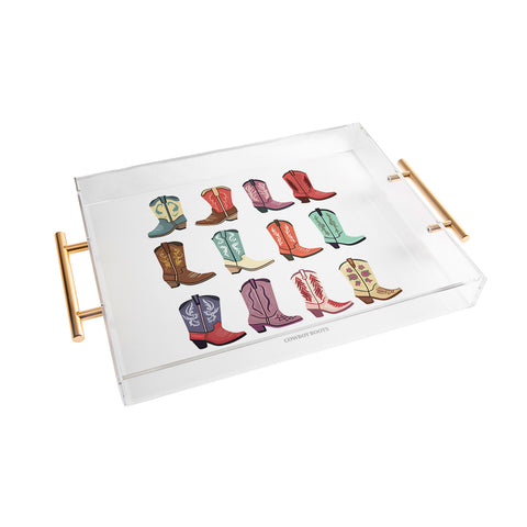 Mambo Art Studio Cowboy Boots Poster Acrylic Tray