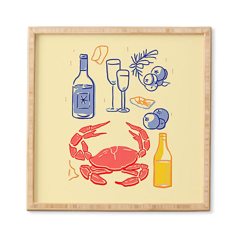 Mambo Art Studio Crab and Wine Kitchen Art Framed Wall Art