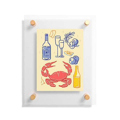 Mambo Art Studio Crab and Wine Kitchen Art Floating Acrylic Print