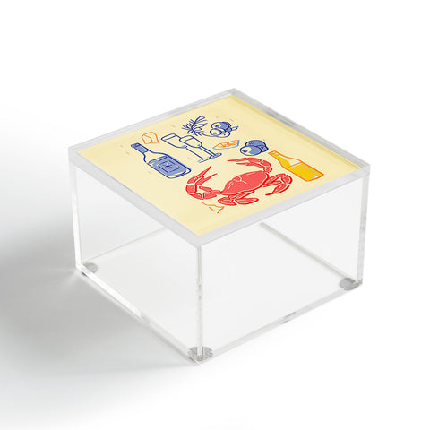 Mambo Art Studio Crab and Wine Kitchen Art Acrylic Box