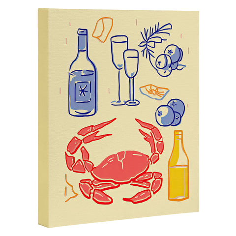 Mambo Art Studio Crab and Wine Kitchen Art Art Canvas