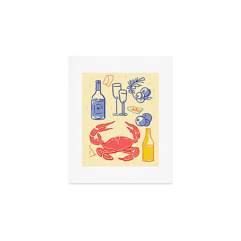 Mambo Art Studio Crab and Wine Kitchen Art Art Print