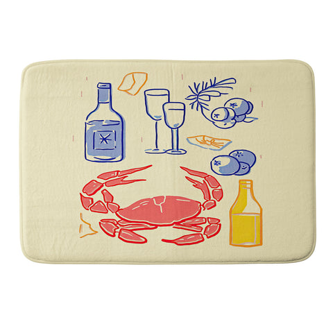 Mambo Art Studio Crab and Wine Kitchen Art Memory Foam Bath Mat