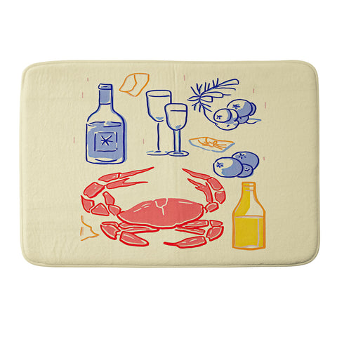 Mambo Art Studio Crab and Wine Kitchen Art Memory Foam Bath Mat