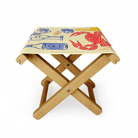 Mambo Art Studio Crab and Wine Kitchen Art Folding Stool