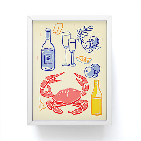Mambo Art Studio Crab and Wine Kitchen Art Framed Mini Art Print