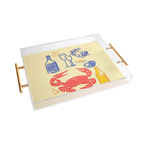 Mambo Art Studio Crab and Wine Kitchen Art Acrylic Tray