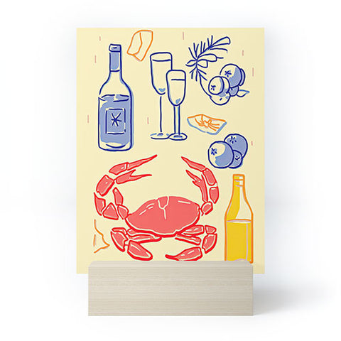 Mambo Art Studio Crab and Wine Kitchen Art Mini Art Print