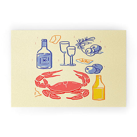 Mambo Art Studio Crab and Wine Kitchen Art Welcome Mat