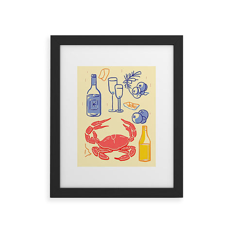 Mambo Art Studio Crab and Wine Kitchen Art Framed Art Print