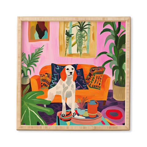 Mambo Art Studio Dog in Boho Living Room Framed Wall Art
