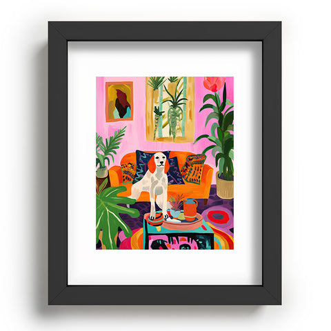 Mambo Art Studio Dog in Boho Living Room Recessed Framing Rectangle