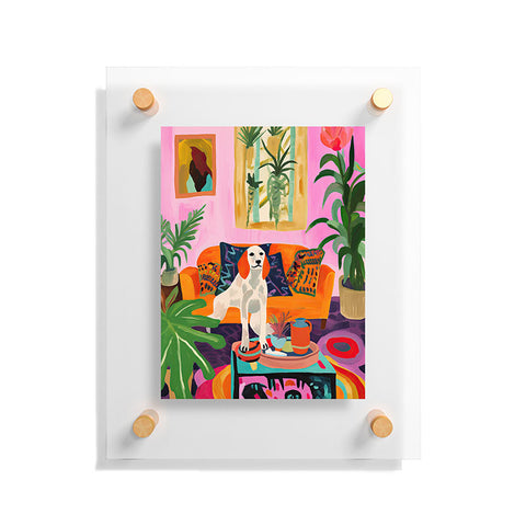Mambo Art Studio Dog in Boho Living Room Floating Acrylic Print