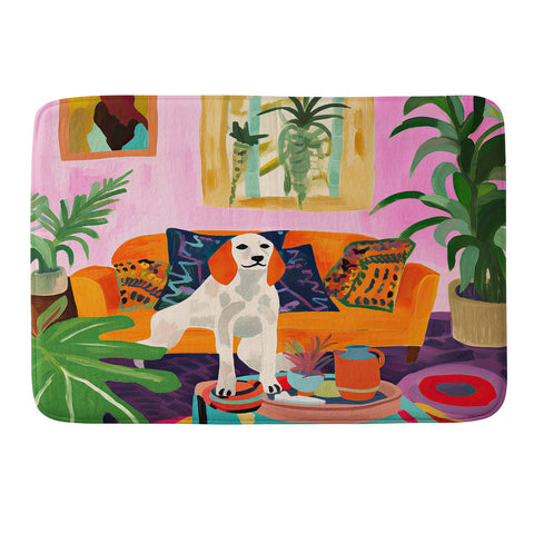 Mambo Art Studio Dog in Boho Living Room Memory Foam Bath Mat