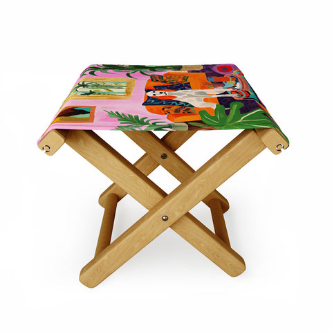 Mambo Art Studio Dog in Boho Living Room Folding Stool