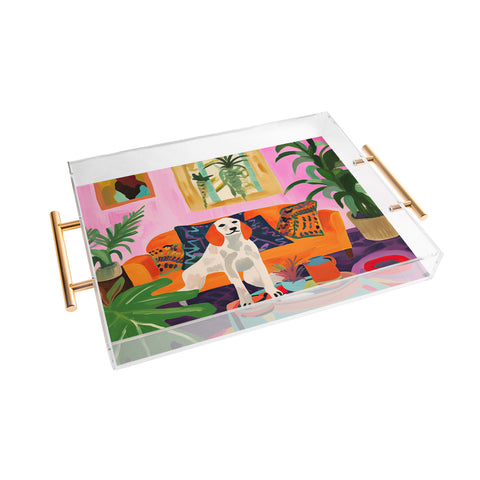 Mambo Art Studio Dog in Boho Living Room Acrylic Tray