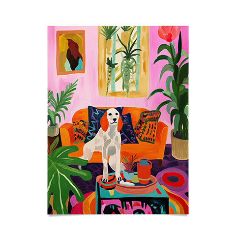 Mambo Art Studio Dog in Boho Living Room Poster
