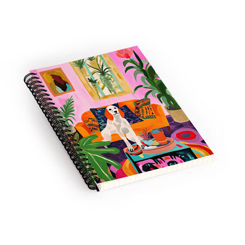 Mambo Art Studio Dog in Boho Living Room Spiral Notebook
