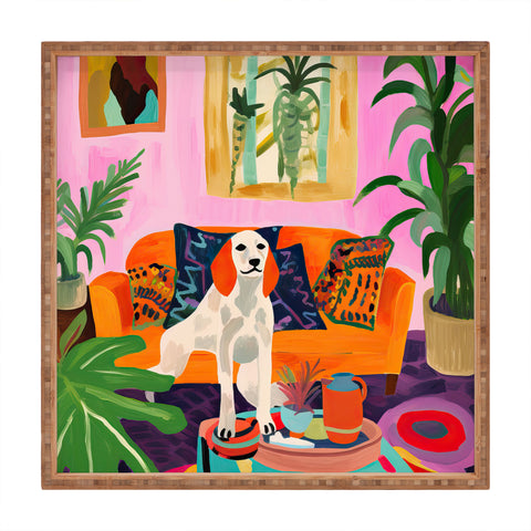 Mambo Art Studio Dog in Boho Living Room Square Tray