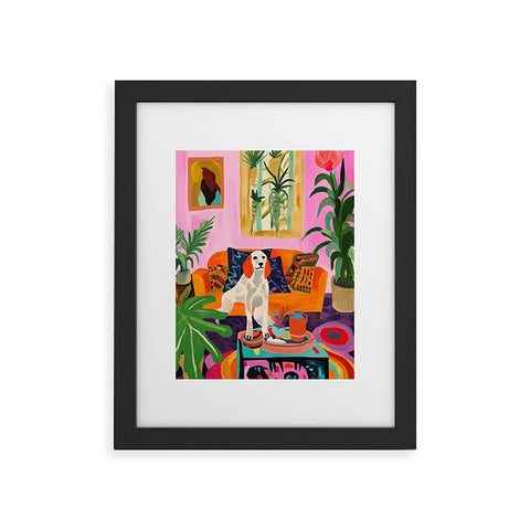 Mambo Art Studio Dog in Boho Living Room Framed Art Print