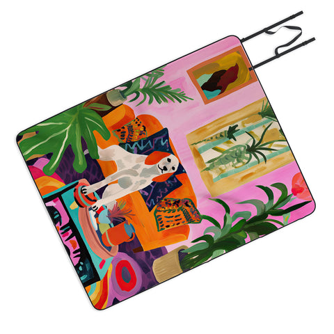 Mambo Art Studio Dog in Boho Living Room Picnic Blanket