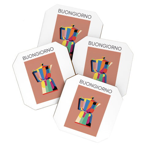 Mambo Art Studio Espresso Coffee Buongiorno Coaster Set