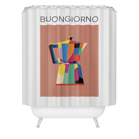 Mambo Art Studio Espresso Coffee Buongiorno Shower Curtain