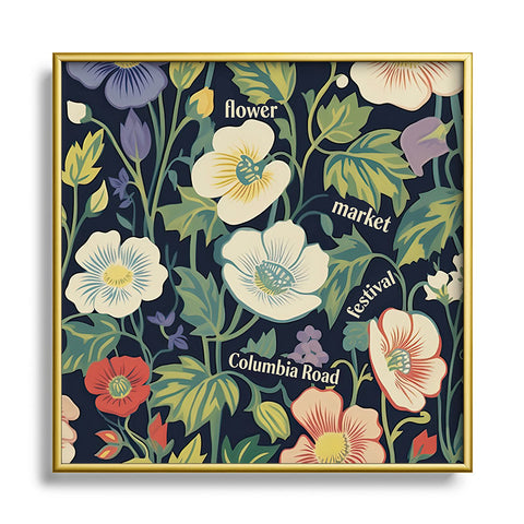 Mambo Art Studio Flower Market Columbia Road Square Metal Framed Art Print