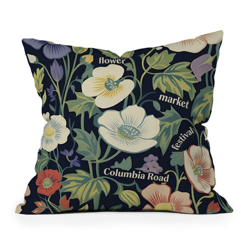 Mambo Art Studio Flower Market Columbia Road Throw Pillow
