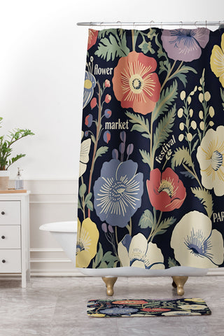 Mambo Art Studio Flower Market Paris Shower Curtain And Mat
