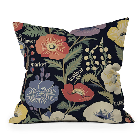 Mambo Art Studio Flower Market Paris Outdoor Throw Pillow