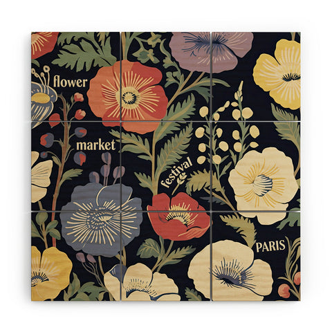 Mambo Art Studio Flower Market Paris Wood Wall Mural