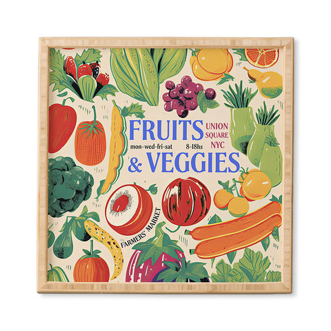 Mambo Art Studio Fruits Veg Mkt New York Framed Wall Art