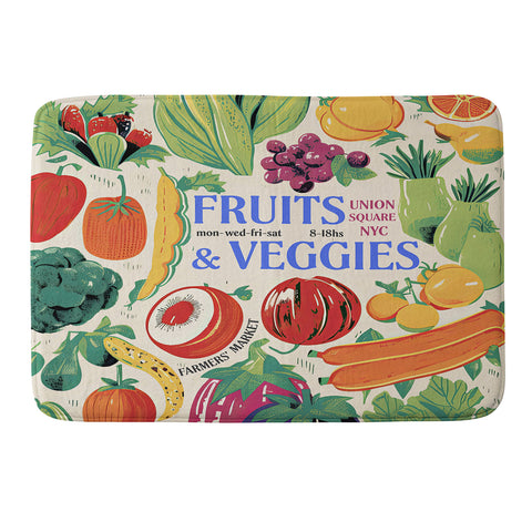 Mambo Art Studio Fruits Veg Mkt New York Memory Foam Bath Mat
